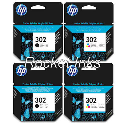 2x Original HP 302 Black & Colour Ink Cartridges For ENVY 4520 Printer