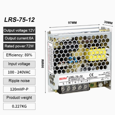 Switching Power Supply 24V 12V LED Monitor Power Supply Dc Power Transformer