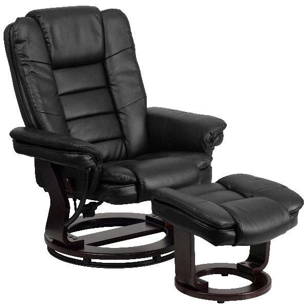 Leather Recliner with Ottoman Contemporary Stressless Chair Headrest Comfortable