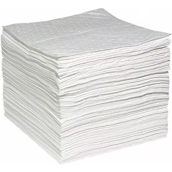 Absorbent Pads Oil Only 15x19 Inch Heavy Duty 100 Pack Polypropylene White