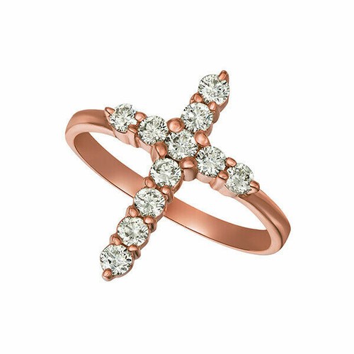 Pre-owned Morris 0.50 Carat Natural Diamond Cross Ring Si 14k Rose Gold