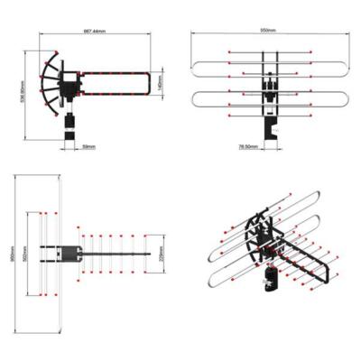 150 Miles HDTV Outdoor 1080P Amplified Digital TV Antenna HD TV 22-38dB UHF/VHF