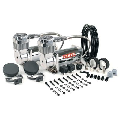 VIAIR 380C DUAL PACK CHROME AIR RIDE BAG SUSPENSION COMPRESSOR PUMP TRAIN ROD