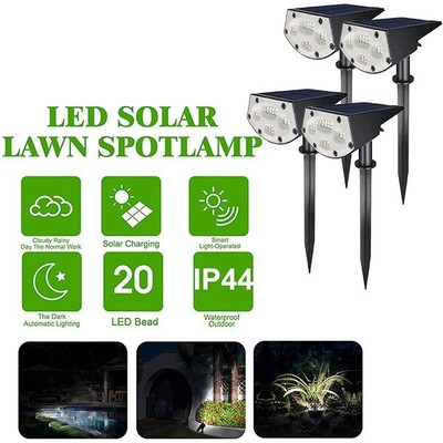 4PCS Solar Lights Landscape Spotlight 20 LED Outdoor Path Garden Lamp Waterproof