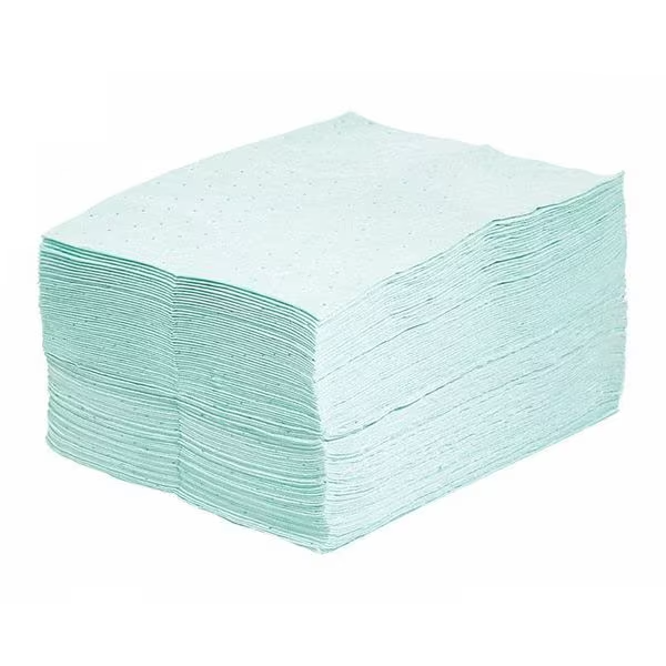 SpillTech Sorbent Pads Universal Absorbent 15x19 Green 26 Gal 100 Pack Heavy