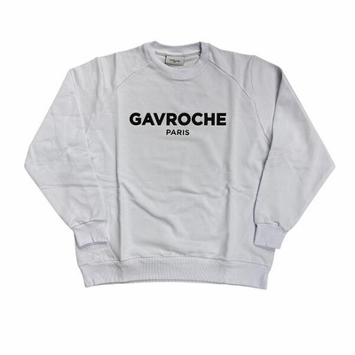 

GAVROCHE PARIS Толстовка с круглым вырезом Мужская U851 Белая с логотипом Сделано в Италии, Grey