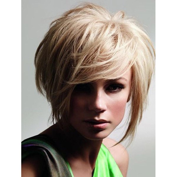 Trendy Light Blonde Bouffant Natural Straight Synthetic Short