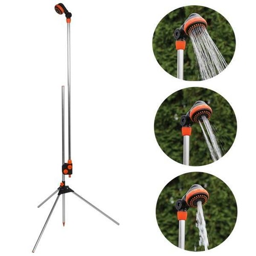 Gartendusche Gartenbrause mit Stativ Alu 150-210cm Pooldusche Campingdusche