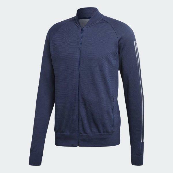 NWT adidas Men's Blue ID KNIT BOMBER JACKET LS TRACK Zip
