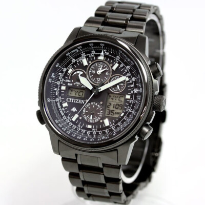 Pre-owned Citizen Promaster Sky Jy8025-59e Titanium Eco-drive Radio Solar Watch Black