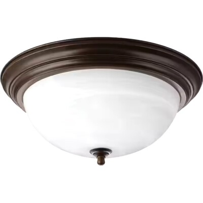 Progress Lighting15.25 in. 3-Light Antique Bronze Flush Mount w/ Alabaster Glass