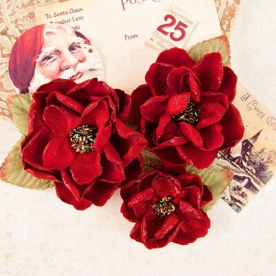 A Victorian Christmas Peace & Joy - Prima Flowers Paper 1.75'' - 3'' 583408