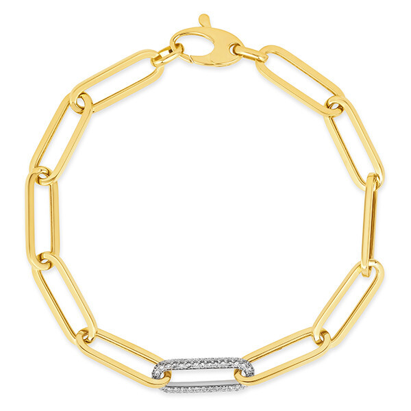 Pre-owned Morris 0.65 Carat Natural Diamond Paper Clip Bracelet Si 14k Yellow Gold 7'' In White