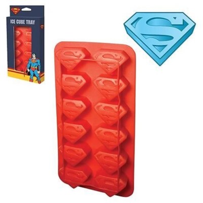 Superman S Chest Logo 12 Impressions Molded Rubber Ice Cube Tray NEW SEALED