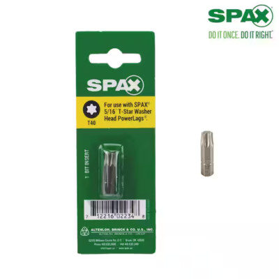 SPAX Torx T40 1'' Insert Drive Bit For 5/16'' T-Star Washer Head Power Lags