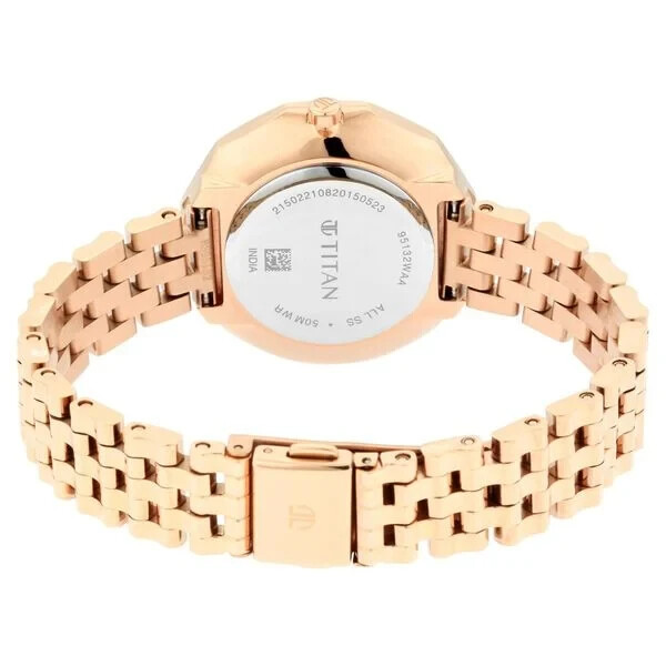 Pre-owned Titan Animalia Rose Gold Dial Quartz Analog Stainless Steel Strap Watch For Wome