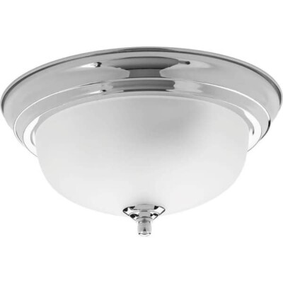 Dome Glass 3-Light Polished Chrome Flush Mount with Etched Glass by Progress L.