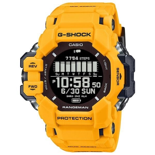 Pre-owned Casio G-shock Gpr-h1000-9jr Rangeman Master Of Bluetooth Gps Men Watch Yellow