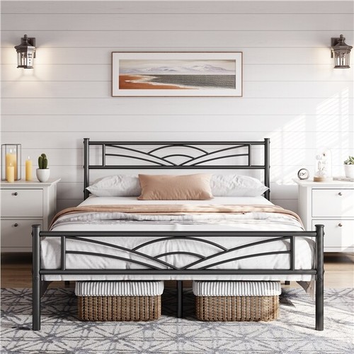 S With Headboard Platform Bed For Home Bedroom