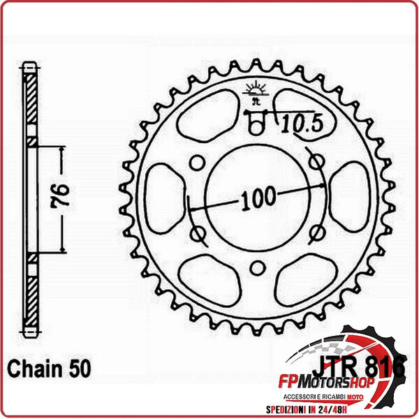 CORONA PER TRASMISSIONE MOTO JT 816 Z49 JTR816.49 49 DENTI ACCIAIO PASSO 530
