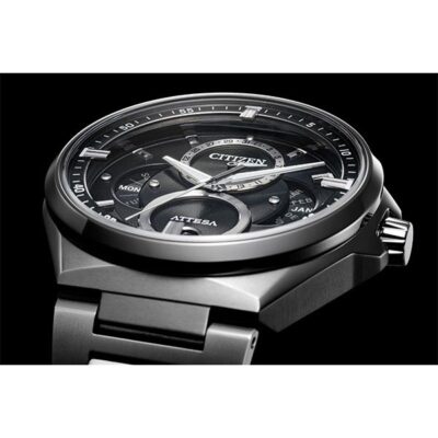Pre-owned Citizen Attesa Bu0060-68e Eco-drive Triple Calendar Moon Data Titanium Men Watch