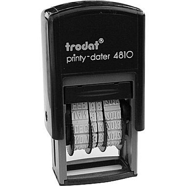 Trodat 4810 Printy Dater, Mini Self-inking Date Stamp, 4mm, BLACK INK, 2023-2034