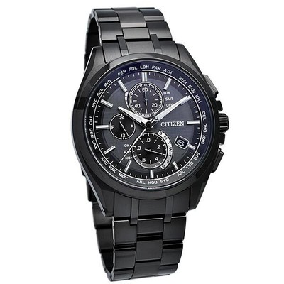 Pre-owned Citizen Attesa Eco-drive At8044-56e Black Atomic Radio Men's Watch In Box