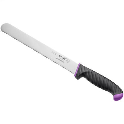 Schraf 10'' Serrated Edge Slicing Knife with Purple TPRgrip Handle