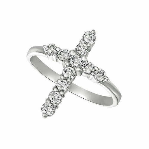 Pre-owned Morris 0.50 Carat Natural Diamond Cross Ring Si 14k White Gold