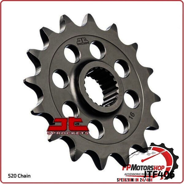 PIGNONE TRASMISSIONE PER MOTO JT 406 Z16 JTF406.16 16 DENTI ACCIAIO PASSO 520