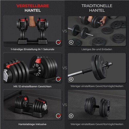 Verstellbare Hanteln-Set 10/15 Kg – 2-in-1 Kurz- & Langhantel, Achteckig, Nicht Rollend