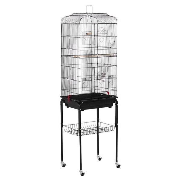 Metal Rolling 62" With Stand And Perch - Black