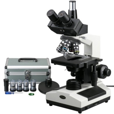 AmScope 40X-1600X Phase Contrast Turret Veterinary Trinocular Comp Microscope