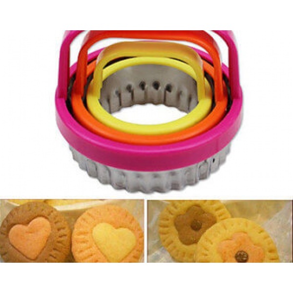Set 3 Stampi Forme Taglia Biscotti Pasta Rotondi Ondulato Festonati moc