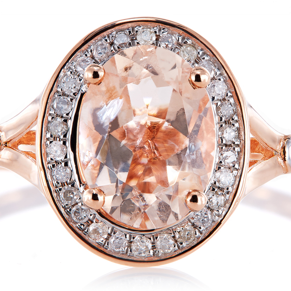 Pre-owned Tiffany & Co 10k Rose Gold 1.21ct Tw Morganite And Diamond Split Shank Ring (g-h, I2-i3) In White