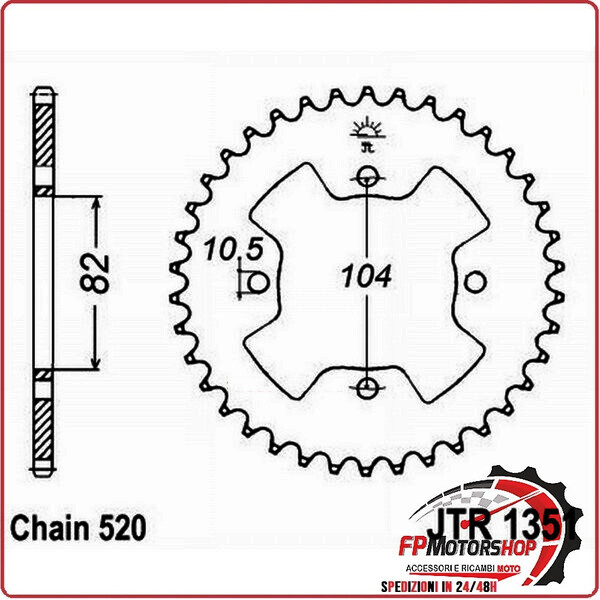 CORONA PER TRASMISSIONE MOTO JT 1351 Z40 JTR1351.40 40 DENTI ACCIAIO PASSO 520
