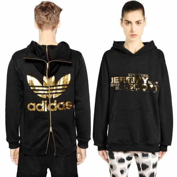 Pre-owned Adidas Originals Jeremy Scott Black/gold Back Zip Hoodie Ac1817,small