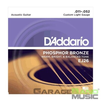 D'Addario EJ26 Acoustic Guitar String Set Phosphor Bronze .011-.052 Custom Light