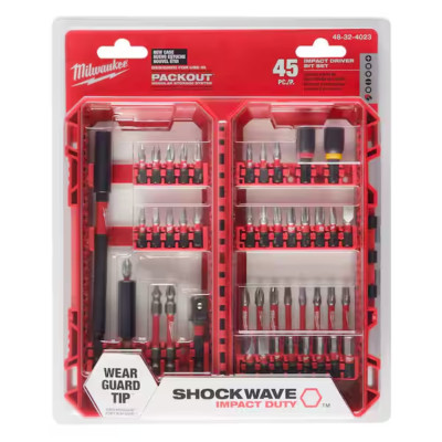 Milwaukee 48-32-4023 SHOCKWAVE Impact Duty Steel Driver Bit Set (45-Piece)