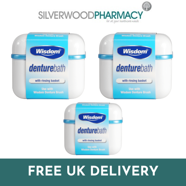 3x Wisdom Denture Bath With Rinsing Basket - Denture Cleaner, Retainers