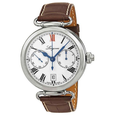 Мужские часы Longines Heritage с белым циферблатом и коричневой кожей L27764213