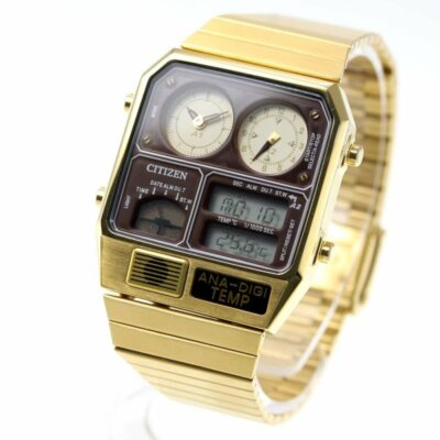 Pre-owned Citizen Ana-digi Temp Reprint Model Watch Gold Jg2103-72x From Japan F/s