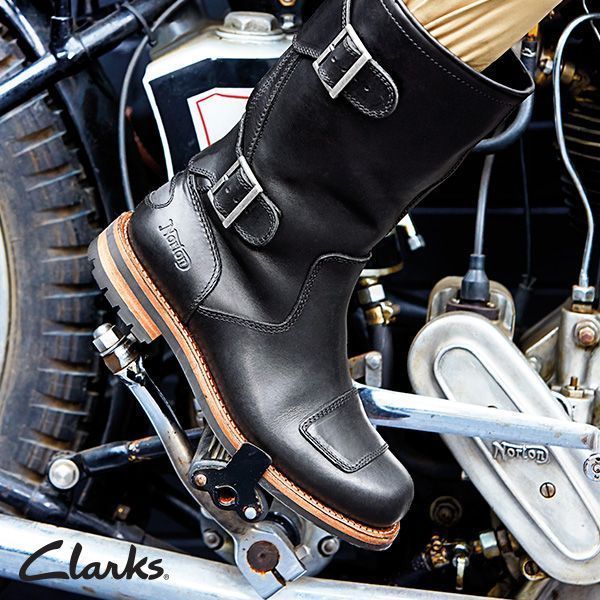 Pre-owned Clarks Men's Norton Zip Biker Boot - Black Lthr, Limited Edition Collaboration