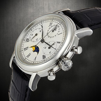 awc mechanical chronograph moon phase mens watch