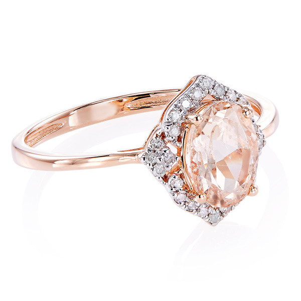 Pre-owned Tiffany & Co 10k Rose Gold 0.76 Tw Natural Morganite And Diamond Ring (g-h, I2-i3) In White