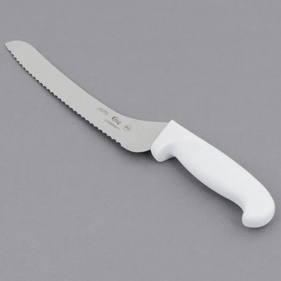 Choice 9'' Offset Serrated Edge Bread Knife with White Handle