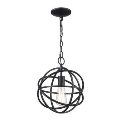 Home Decorators Collection Sarolta Sands 1Light Black Mini Pendant Light Fixture