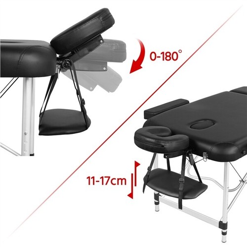 Aluminium Professional Massage Table Adjustable Portable Lashing Bed 3 Folding