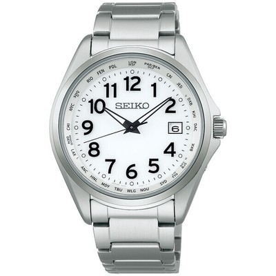 Pre-owned Seiko Selection Sbtm327 White Solar Atomic Radio Men's Watch In Box