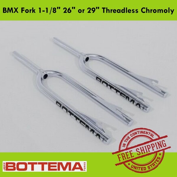 BOTTEMA BMX Fork 1-1/8" 26" or 29" Threadless Chromoly Bicyc